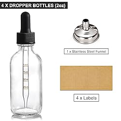 4 Pack 2 oz Glass Dropper Bottles with Measured