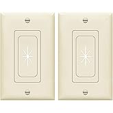 TOPGREENER 1-Gang Flexible Rubber Cable Pass-Through Wall Plate, 2-Pack | Standard 4.50" x 2.75" light almond decorator cover. Rubber grommet insert for low-voltage cables and home theaters.