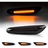 Bestview Sequential LED Side Marker Turn Signal Lights Replacement for BMW E46 E60 E82 E83 E88 E90 E91 E92 E93 X1 X3 325i 328i 335i 525i 528xi 530xi,Smoked Lens Dymanic Amber,Pack of 2