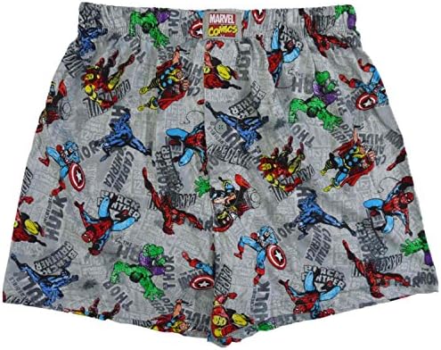 Marvel Comics Mens Gray Boxers Superhero Boxer Shorts