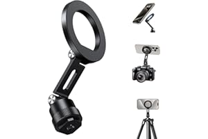 elitehood Magnetic Phone Tripod Mount for Magsafe, Aluminum iPhone Tripod Mount Adapter with 1/4” Screw, Cold Shoe Phone Hold