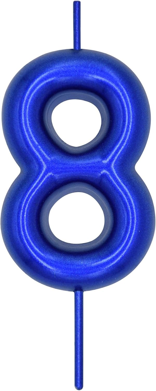 Candles & Holders - DERVENTA Birthday Candles Numbers Blue 2.36 inch Party Cake Topper 1 Piece (Number 8 Blue)