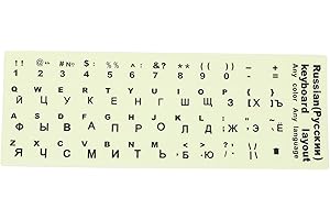 GALPADA Glow in The Dark Russian Keyboard Stickers for Laptop and Desktop, Black Letters, Night Light