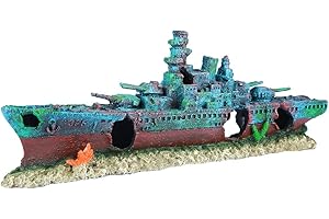 Ulifery Aquarium Shipwreck Sunken Pirate Ship Resin Fish Tank Decorations Battleship for Betta Super Large XXL for 55-75 Gallon Tank
