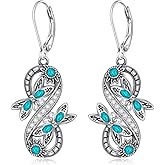 Turquoise Dragonfly Earrings for Women Sterling Silver Dragonfly Gifts Earrings Turquoise Leverback Dangle Drop Infinity Sunflower Jewelry