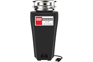 American Standard 10-US-AS-12-SL Garbage Disposal Anti-Jam Stainless Steel Food Waste Grinding System, Slim Line, 1.25 HP, Bl