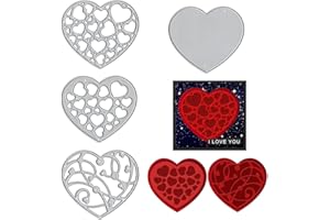 Estivaux 4 PCS Valentines Heart Frame Die Cuts for Card Making, Love Frame Cutting Dies Sets Stencils Embossing Template for Wedding Invitation Cards Photo Album Craft Decorations