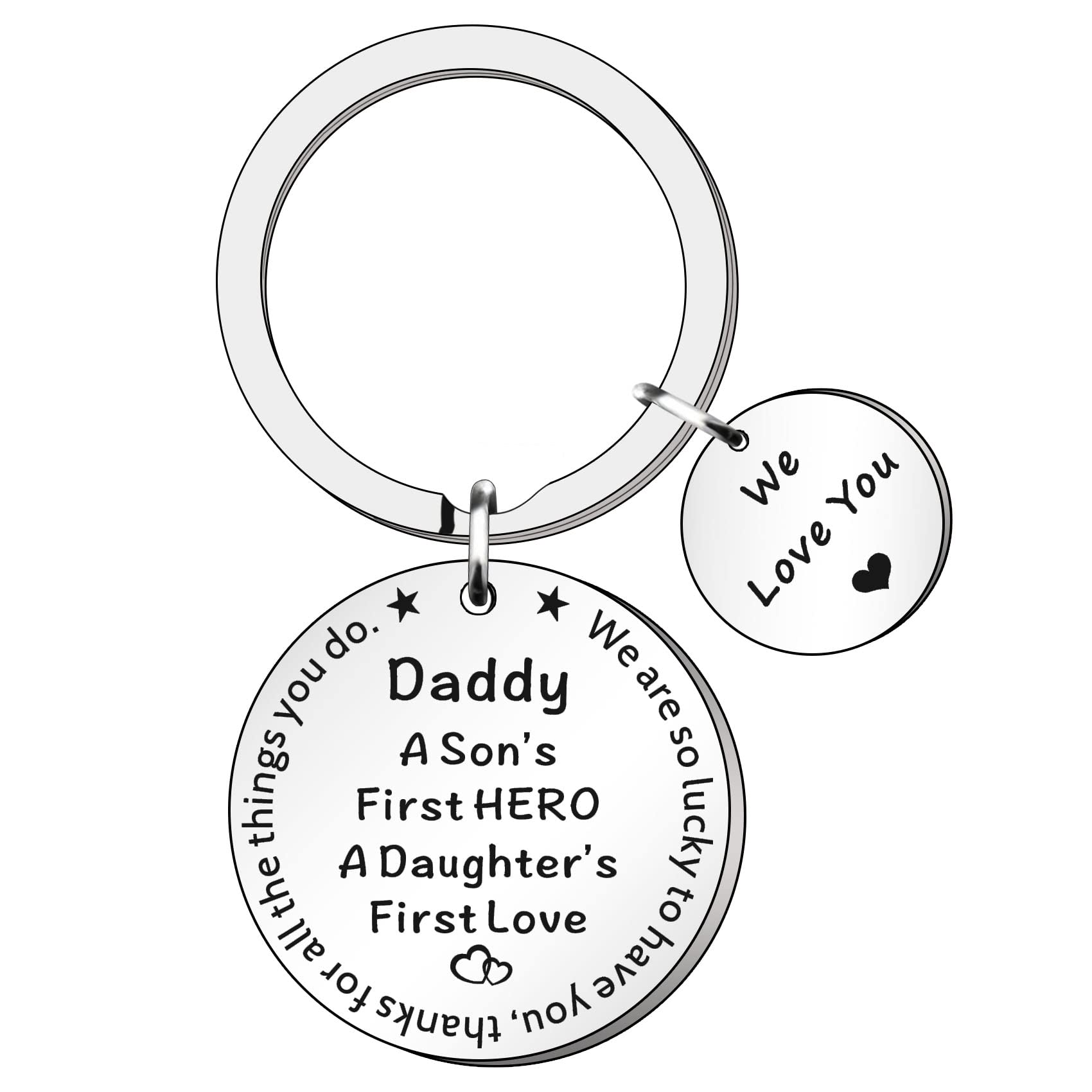 HULALA Daddy Gifts Father's Day Gifts From Son And Daughter Children Daddy Birthday Gifts Daddy Keyring Daddy Keychain Daddy Key Rings Gifts For Daddy A Son's First Hero A Daughter's First Love