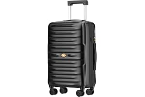 MGOB Carry On Luggage 22x14x9 Airline Approved, PC Hard Suitcases with Spinner Wheels, Lightweight Luggage, TSA Approved, 20 Inch Carry-On, Black