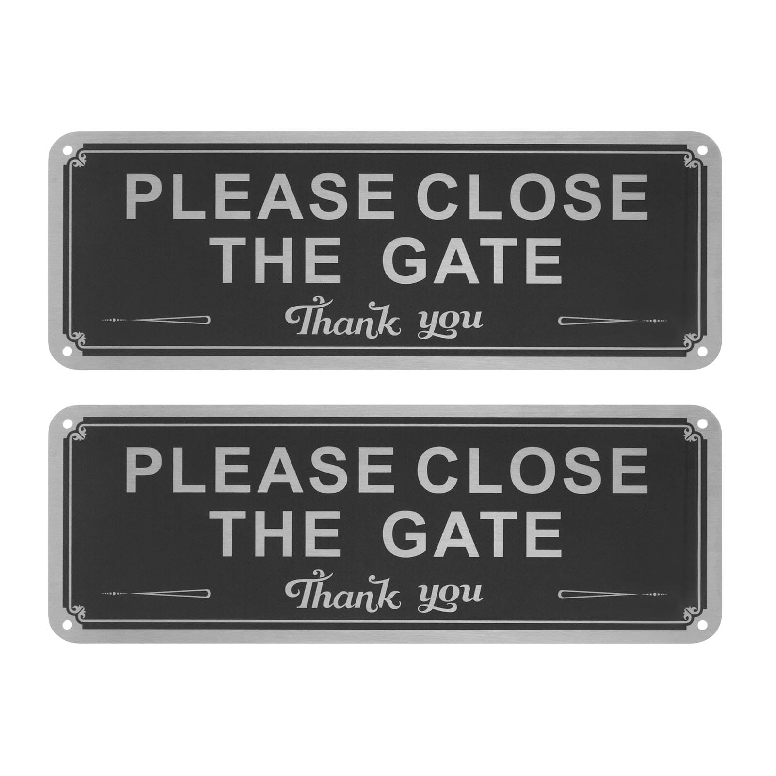 eMagTech 2pcs Please Close the Gate Signs Hanging Signs Aluminum Signs 250mmx90mmx1mm for Indoor Outdoor Environments Front Rear Doors