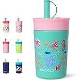 DLOCCOLD 12 oz Insulated Stainless Steel Straw Tumbler, Reusable Sippy Cup With Leak-Proof Spill Resistant Flexible Straw Lid, Cups, Easy to Clean, Water Bottle, Great for Travel, Home