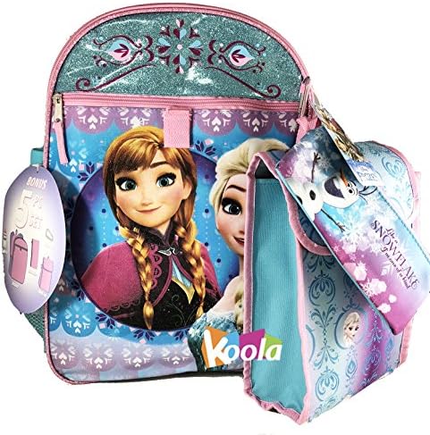 Frozen Girl Elsa Backpack and Lunch Bag - 5pc School Essentials Set