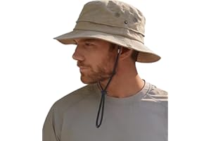 Hat Hut Mens Waterproof Bucket Rain Hat, UPF50+ Sun Hat, Wide Brim, Packable, All-Weather Outdoor Hiking Fishing Hats