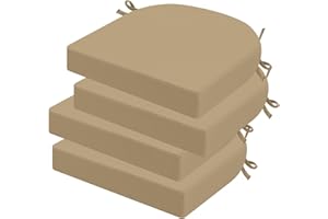 idee-home Outdoor Chair Cushions Set of 4, Thick 19" x 19" x 3" Outdoor Seat Cushions Patio Furniture Waterproof with Ties, Dining Pads