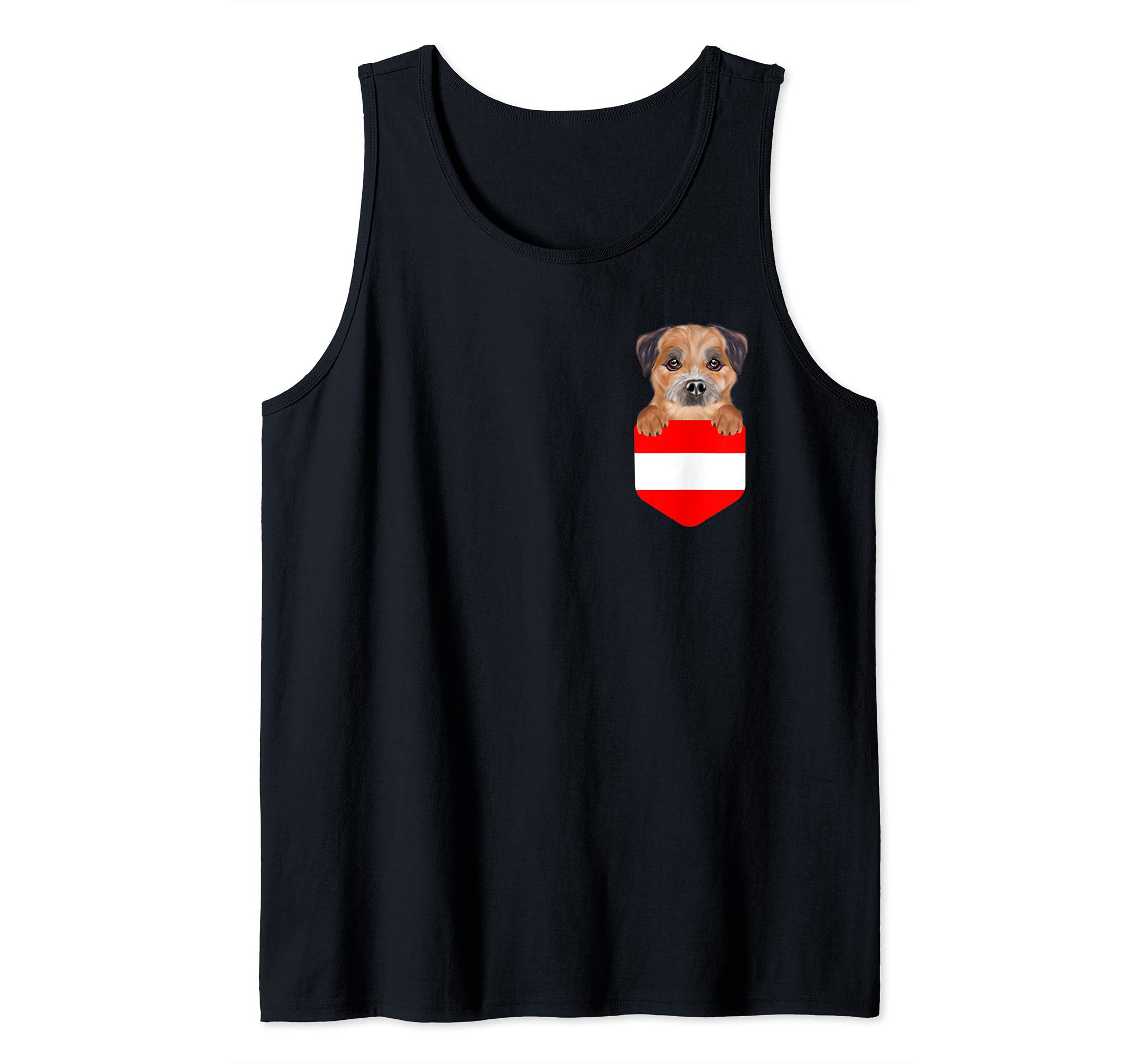Austria Flag Border Terrier Dog In Pocket Tank Top
