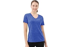 Merino Protect 100% Merino Wool V Neck T Shirt Women Lightweight Breathable Short Sleeve Athletic Base Layers for Running