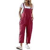 YESNO Women Long Casual Loose Bib Pants Overalls Baggy Rompers Jumpsuits with Pockets PV9