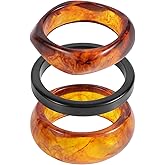 Mikovivi 3pcs Resin Bangles for Women, Fashion Chunky Acrylic Stackable Bracelets Wide Geometric Acetate Resin Bracelet Jewelry (3 Styles)