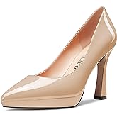 Saekcted Women High Stiletto Platform Heel Pointed Toe Pumps Slip-on Wedding Office 3.9 Inches Heels Shoes