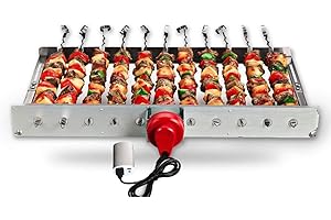 HAOONE Portable Battery Operated Automatic BBQ Grill Rotisserie with 11 Skewers
