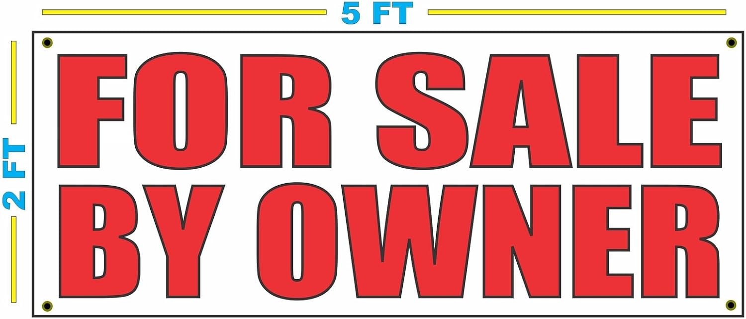 Amazon Com For Sale By Owner 2x5 Banner Sign Red Office Products