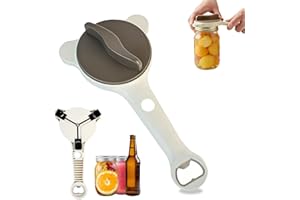 UPEOXT 4 in 1 Jar Opener, Adjustable Stainless Steel Jar Openers for Seniors, Multi Functional Lid Remover, Manual Can Bottle