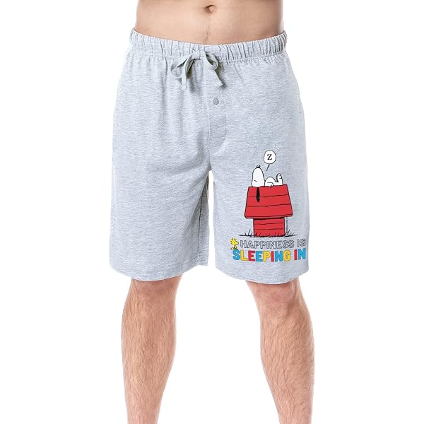 Pantaloncini Uomo Peanuts Snoopy Woodstock Lazy Days - Pigiama Casuale In Misto Cotone