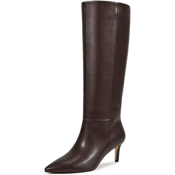 Amazon.com | MIRAAZZURRA Black Kitten Heel Knee High Boots