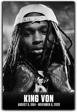 Amazon Com Rapper King Von Canvas Art Poster Poster Print Hip Hop Rapper He Grew Up As Childhood Friends With Rapper Lil Durk 24x36 Inch Posters Prints