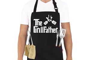 ALIPOBO Grill Aprons for Men Dad - The Grill father Apron - Funny Kitchen Chef Cooking Grilling BBQ Apron with 2 Pockets - Birthday Father's Day Christmas Gifts for Dad, Husband