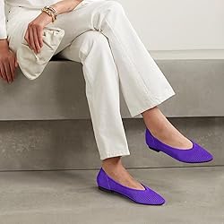 TINGRISE Women's Flats Shoes Pointed Toe Knit