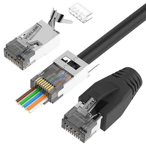 VCELINK CAT6A Connector, RJ45 Connectors Pass Through CAT6A CAT7 ...