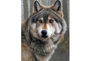 LVIITIS DIY 5D Diamond Painting Wolf Kits for Adults Full Drill, Painting Cross Stitch Crystal Rhinestone Embroidery Pictures Arts Craft for Home Wall Decor Gift，5D Painting Arts Kit (Wolf)