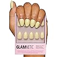 Glamnetic Press On Nails - Pastel Yellow | Short Oval Glossy Light Yellow Fake Nails, Reusable Spring Nails | 15 Sizes - 30 Nail Kit with Glue