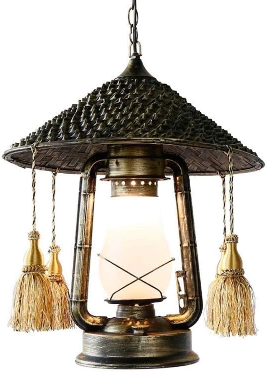 Casa Rural Araña Vintage Tejido Bambú Ratán Techo Rústico Colgante Luz