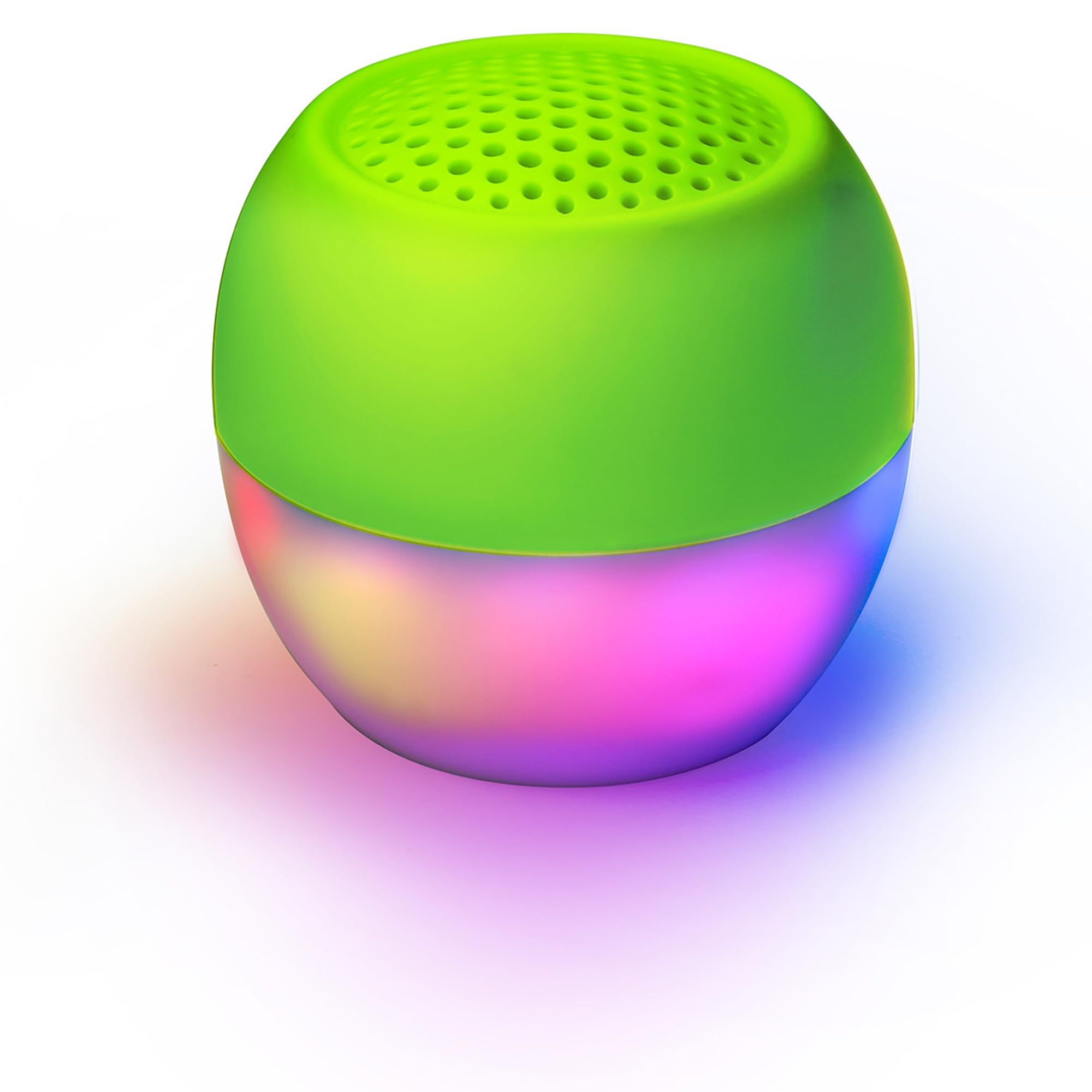 Boompods Soundflare Mini Bluetooth Speaker with Syncing Light Show - Portable IPX6 Waterproof Shower Speaker, 5 Hr Playtime, Made from Ocean-Bound Plastic, Wireless Music & Selfie Control, Lime Green