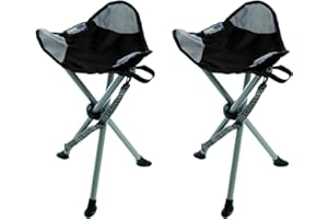 Travel Chair Slacker Tripod Chair for Camping, Set of 2, Adjustable Carry Strap for Easy Transport | Oversized Duck Feet for Improved Stability | Perfect for Outdoor Adventures (Black)