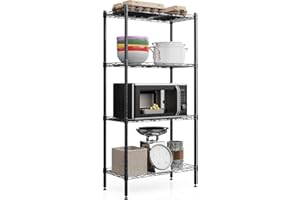 SsngygHme 4 Tier Shelves Storage, Wire Shelf Unit, Standing Adjustable Metal Shelves Organizer, Storage Racks for Restaurant Garage Pantry Kitchen Garage（ 21" x 11" x 43"）
