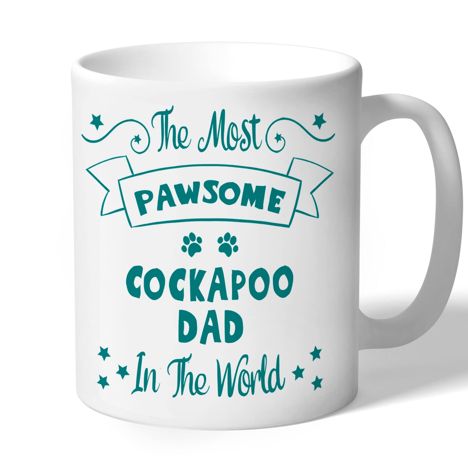 Cockapoo Dad Mug Gift Pawsome (Teal Print) Dog Lover Owner Birthday Men Fathers Day Present