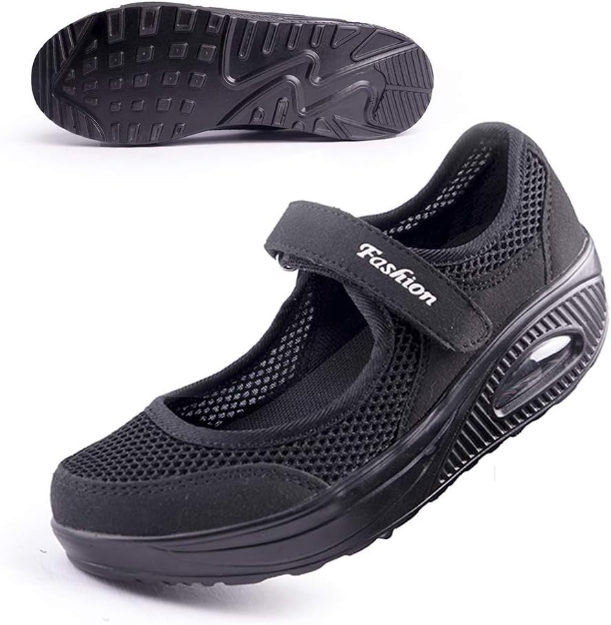 Git-upWomens Mesh Walking Shoes Working Nurse Shoes Non-Slip Adjustable Breathable Wedges Slip-on Mary Janes Sneaker Fitness Casual Nursing Orthotic Arthritis,Diabetes,Plantar Fasciitis,Lightweight Shoes