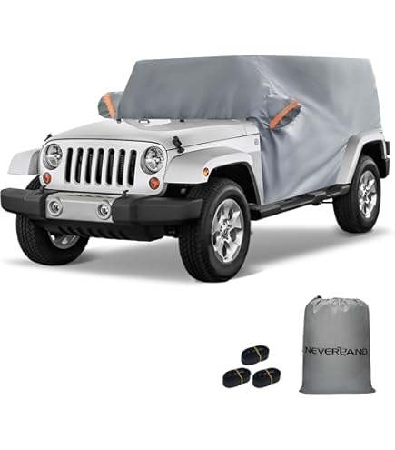 Jeep Wrangler Soft Top 4 Door Cab Cover For Jeep Wrangler JK JL 4 Door 2007-2025 & Top Off, Jeep Wrangler Covers 4 Door Waterproof With Driver Door Zipper Windproof Straps All