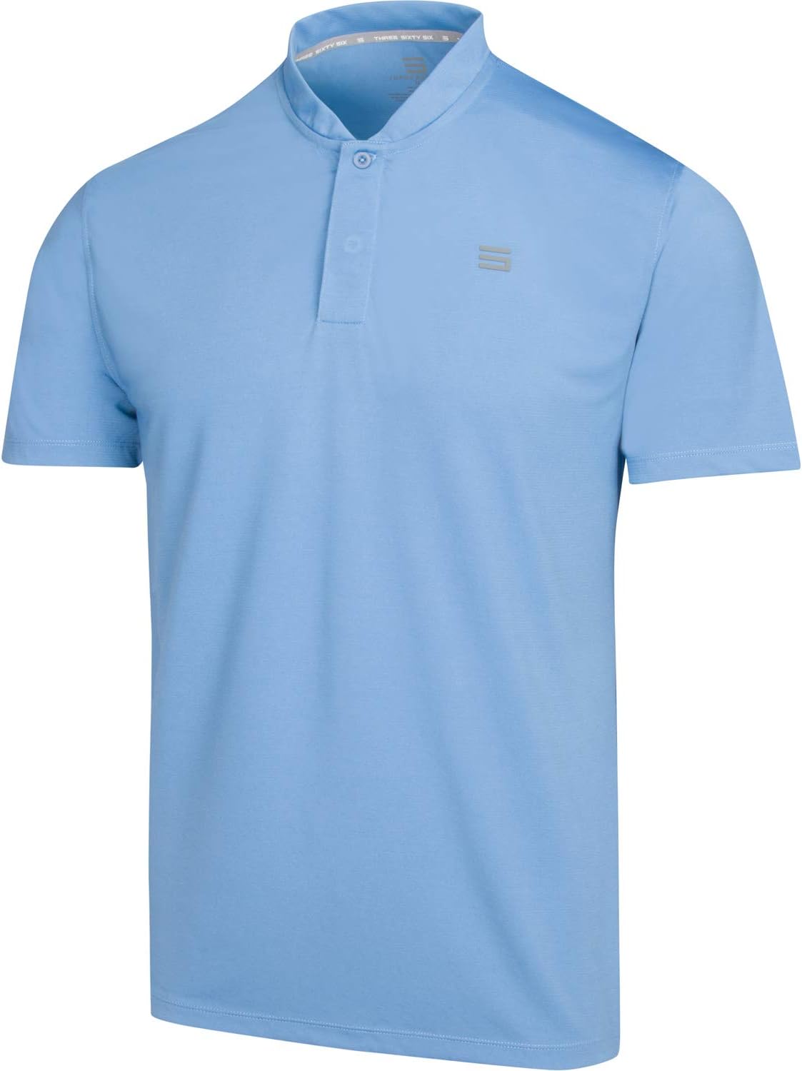 Three Sixty SixQuick Dry Collarless Golf Shirts for Men - Short Sleeve Casual Polo, Stretch Fabric