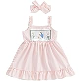 Amnnchya Toddler Baby Girl Dress Fish Sleeveless Stripes Ruffle Dresses Little Girls Summer Clothes Cute Kids Fishing Outfit