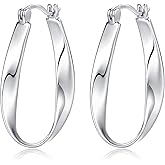 DAILY VIBES Big Gold Twisted Hoop Earrings for Women 925 Sterling Silver Post Dainty Large Hypoallergenic 14k Gold Plated Hoops Earrings for Women