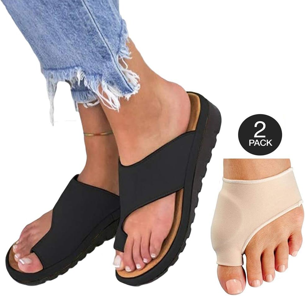 Aquarius CiCi Womens Fashion Flats Wedges Comfy Platform Sandal Shoes Summer Open Toe Ankle Casual Shoes Roman Slippers Toe Ring Slippers Flip Flops with Thumb Valgus Corrector