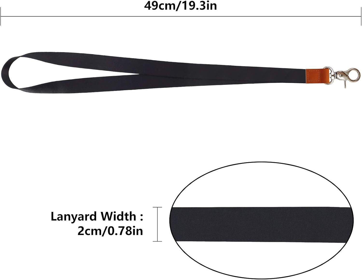 HONZUEN Black Lanyard, Long Neck Leather Strap with Metal Ring, Strong Neck Strap & Lanyard for Keys Women Men ID Badges - Image 4