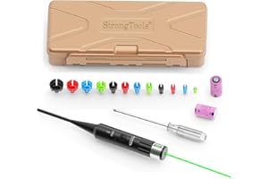 StrongTools Red or Green BoreSighter 177 to 12GA Caliber Rifle Scope Handgun Hunting Red/Green Dot Boresight Kit Press Switch Bore Sight 800mAh Battery
