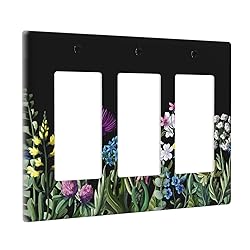 Wild Flower 3 Gang Rocker Light Switch Cover Triple