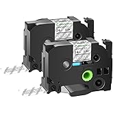 GREENCYCLE TZe-155 White on Clear Label Tape Compatible for Brother P-Touch Label Maker TZe TZ Tape TZe-155 TZ-155 24mm 0.94 Laminated Clear for PT-D600 D610BT P700 P750W, 2 Pack