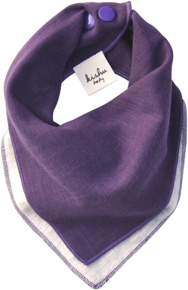 Kishu Baby Girl Bandana Bib, Solid Reversible, One Size Multicolor (Purple/White)
